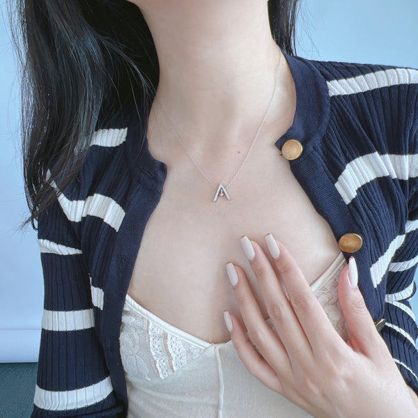 [Clover Jewelrys]Collar brillante con forma de "A"