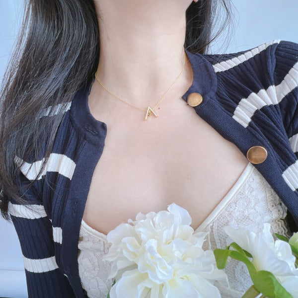 [Clover Jewelrys]Collar brillante con forma de "A"