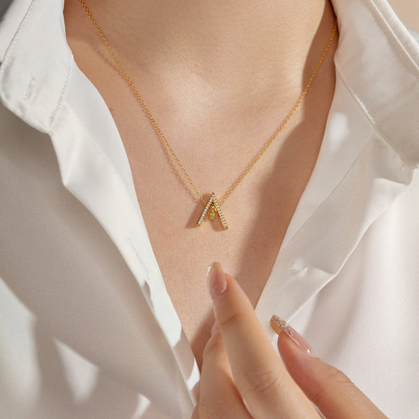 [Clover Jewelrys]Collar brillante con forma de "A"