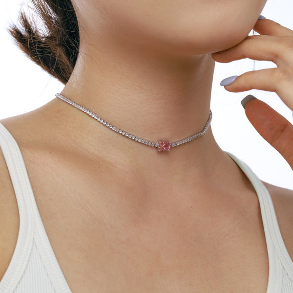 [Clover Jewelrys]2.0 quilates Collar Ornamentado de Talla Esmeralda