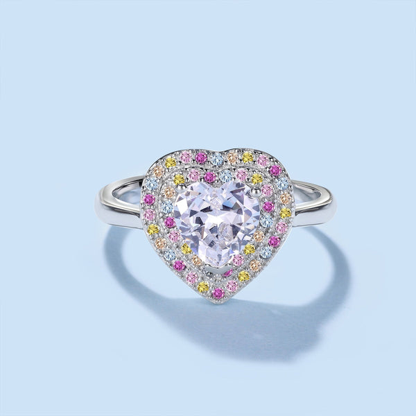 [Clover Jewelrys]Delicado Anillo de Boda en Forma de Corazón Ebulliente
