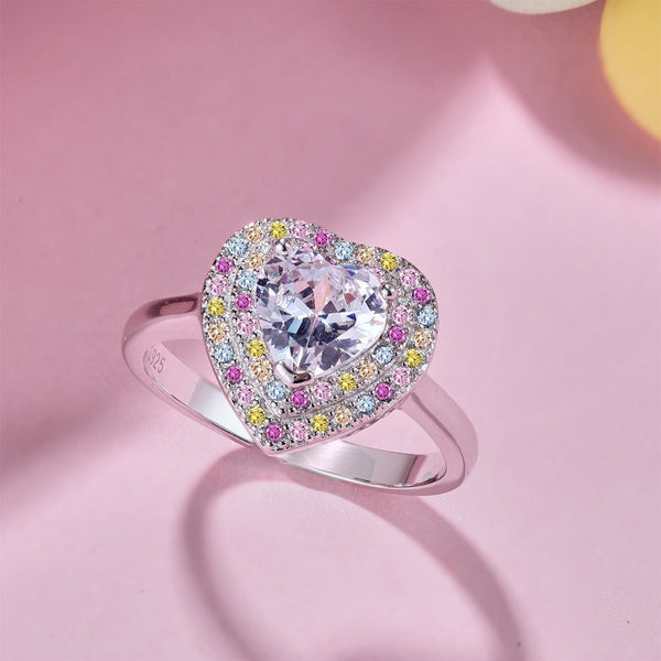 [Clover Jewelrys]Delicado Anillo de Boda en Forma de Corazón Ebulliente