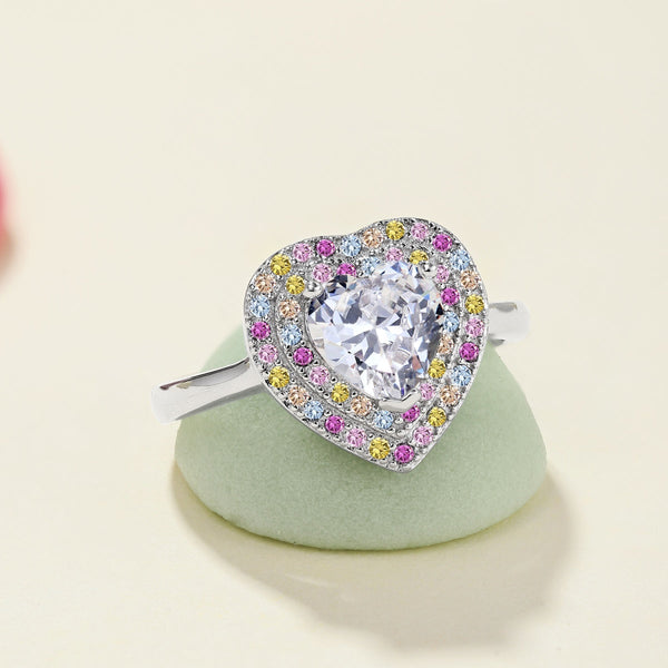 [Clover Jewelrys]Delicado Anillo de Boda en Forma de Corazón Ebulliente