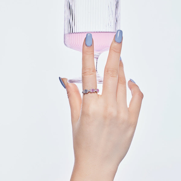 [Clover Jewelrys]Anillo de fiesta único con corte esmeralda y coloridos cristales