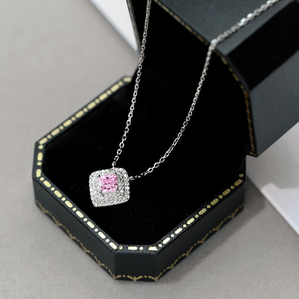 [Clover Jewelrys]Collar brillante con corte Asscher
