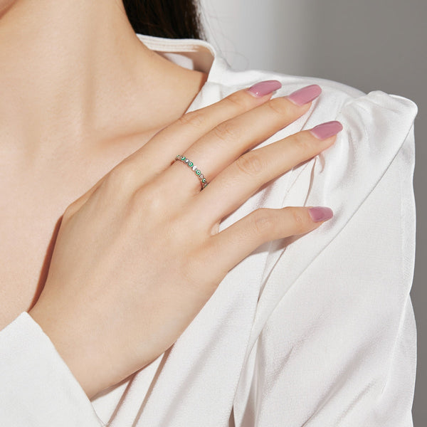 [Clover Jewelrys]Anillo diario vibrante de forma redonda brillante