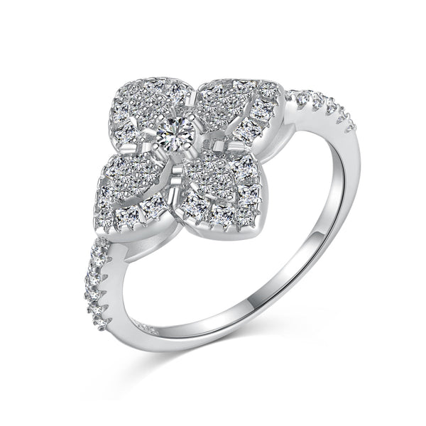 [Clover Jewelrys]Anillo de Banquete Lujoso con Forma de Flor Colorida