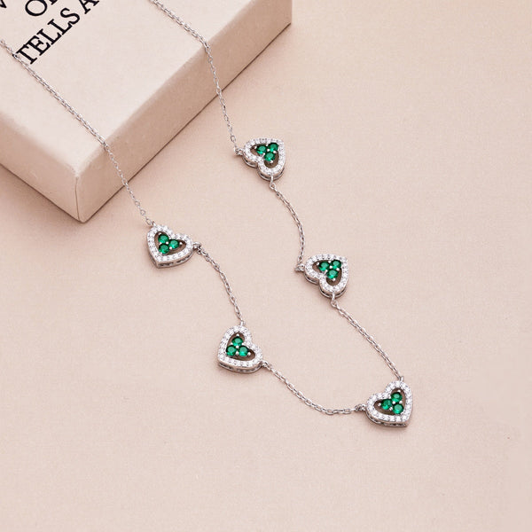 [Clover Jewelrys]Collar Brillante de Cinco Corazones