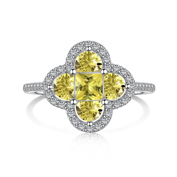 [Clover Jewelrys]Anillo de Banquete Lujoso en Forma de Flor Eterna
