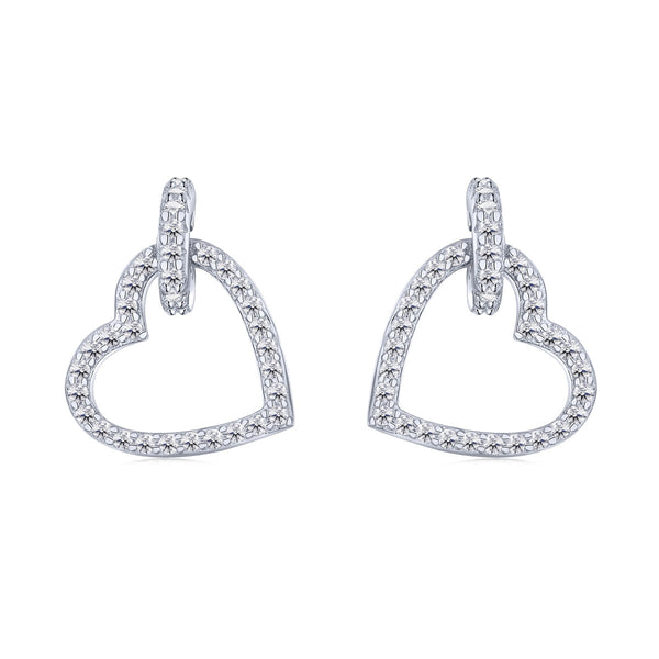 [Clover Joyas] Pendientes Delicados con Forma de Corazón