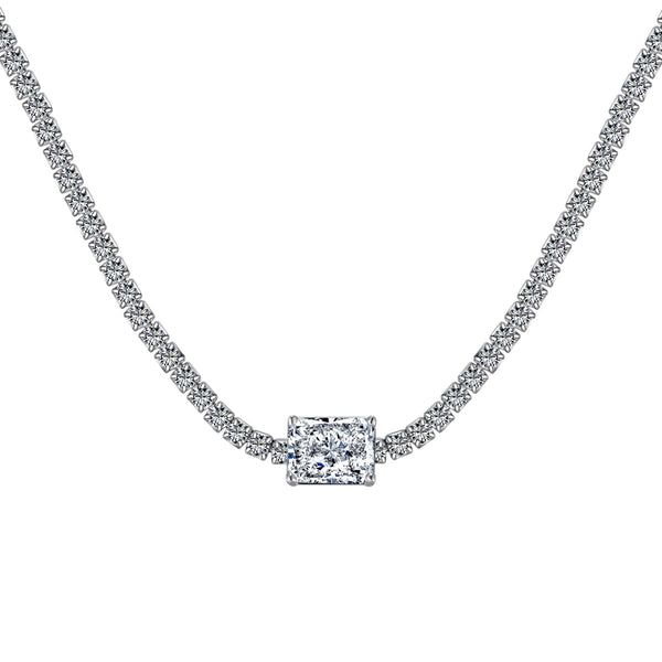 [Clover Jewelrys]2.0 quilates Collar Ornamentado de Talla Esmeralda