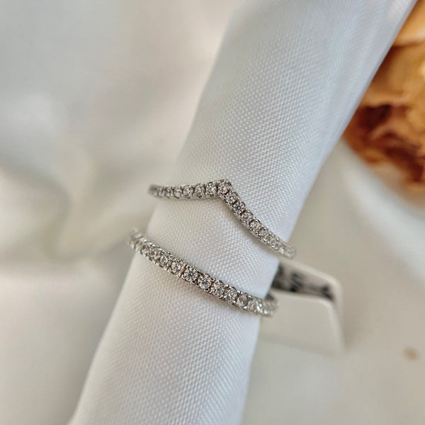 [Clover Jewelrys]Anillo elaborado de banda tenis