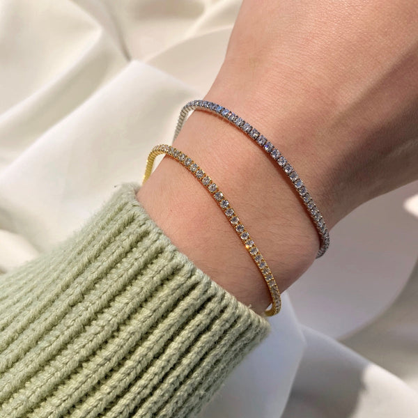 [Clover Jewelrys]Pulsera de tenis con corte de princesa radiante y brillante