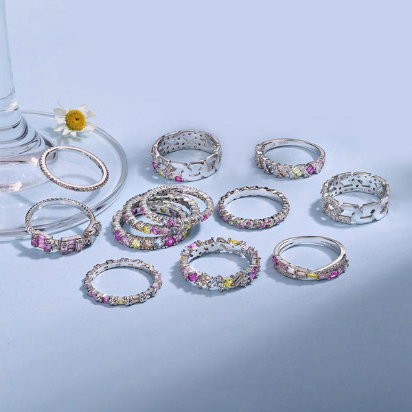 [Clover Jewelrys] Anillo diario radiante de corte redondo brillante