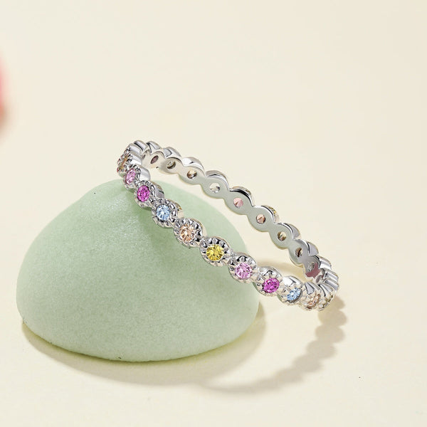 [Clover Jewelrys] Anillo diario radiante de corte redondo brillante