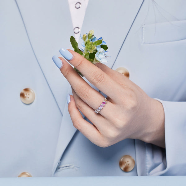 [Clover Jewelrys]Delicado anillo diario de corte esmeralda vibrante