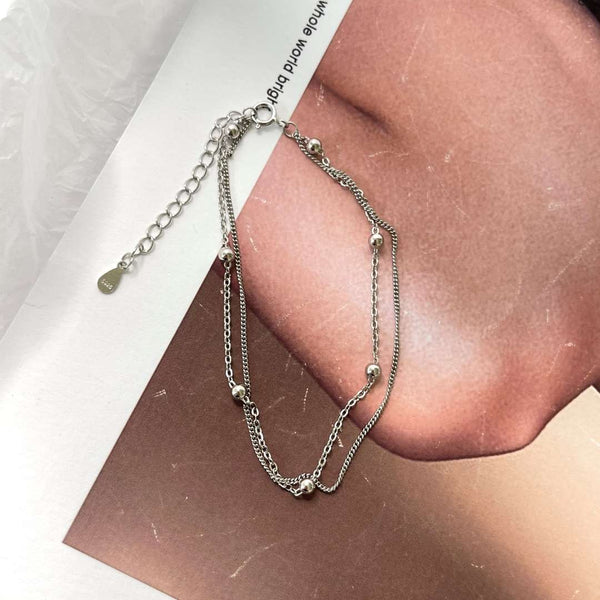 [Clover Jewelrys]Delicada Pulsera de Doble Capa con Cuentas