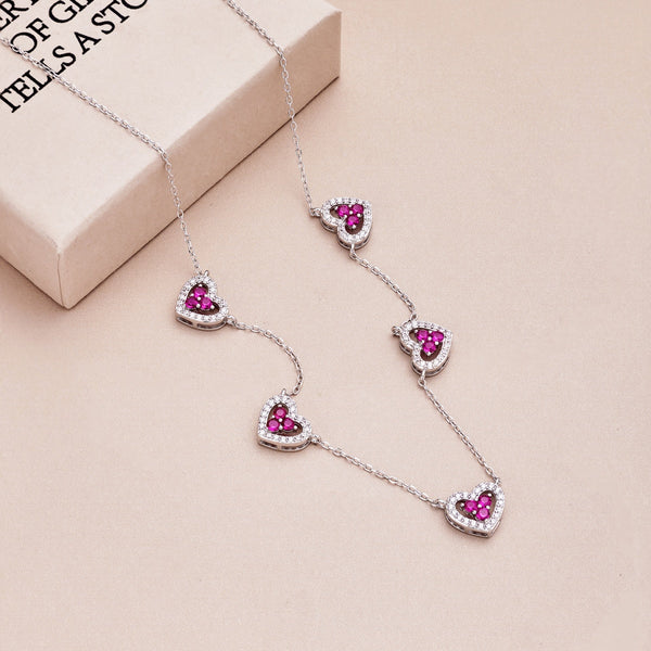 [Clover Jewelrys]Collar Brillante de Cinco Corazones