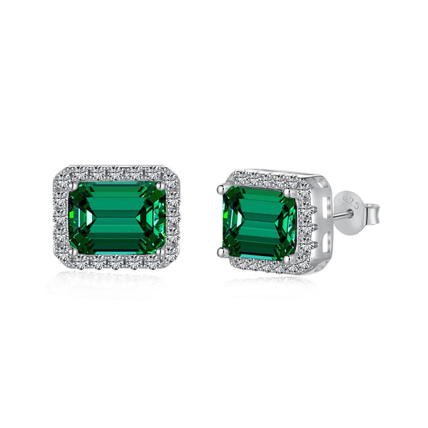 [Clover Jewelrys]Aretes de Banquete con Corte Esmeralda Lujosos y Delicados