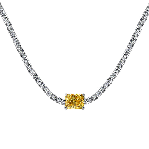 [Clover Jewelrys]2.0 quilates Collar Ornamentado de Talla Esmeralda