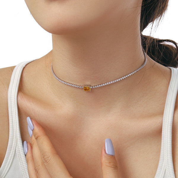 [Clover Jewelrys]2.0 quilates Collar Ornamentado de Talla Esmeralda