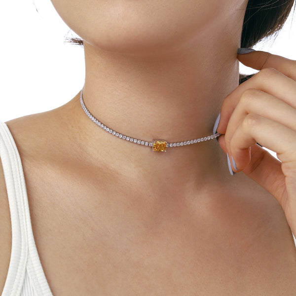 [Clover Jewelrys]2.0 quilates Collar Ornamentado de Talla Esmeralda