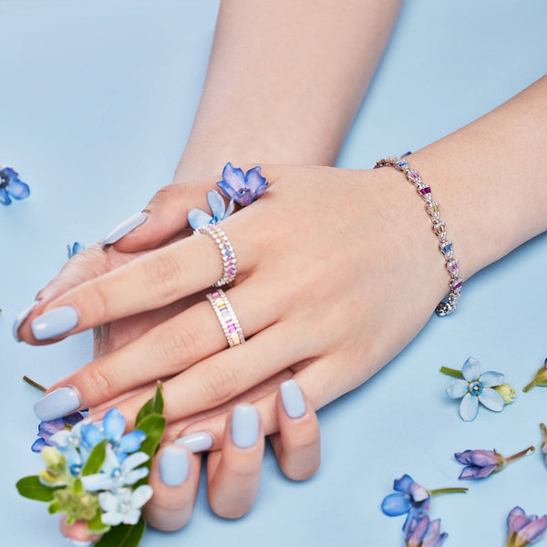 [Clover Jewelrys]Anillo diario delicado con talla esmeralda calidoscópica