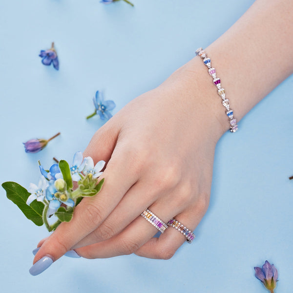[Clover Jewelrys]Anillo diario delicado con talla esmeralda calidoscópica