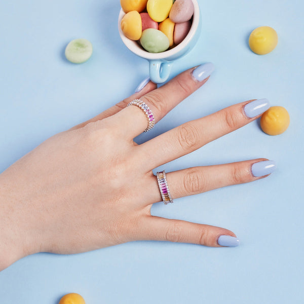 [Clover Jewelrys]Anillo diario delicado con talla esmeralda calidoscópica