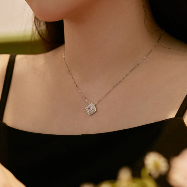 [Clover Jewelrys]Collar brillante con corte Asscher