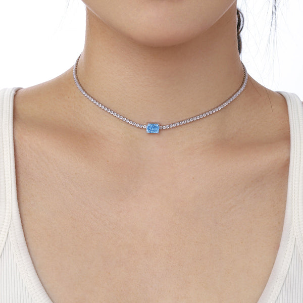 [Clover Jewelrys]2.0 quilates Collar Ornamentado de Talla Esmeralda