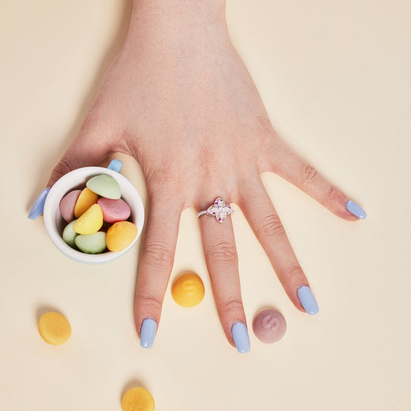 [Clover Jewelrys]Anillo de Banquete Lujoso con Forma de Flor Colorida