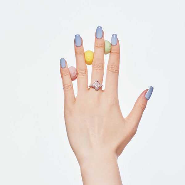 [Clover Jewelrys]Anillo de Banquete Lujoso con Forma de Flor Colorida