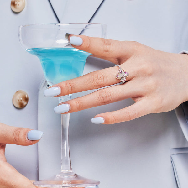 [Clover Jewelrys]Anillo de Banquete Lujoso con Forma de Flor Colorida