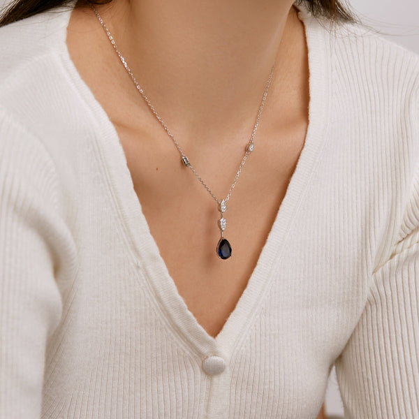 [Clover Jewelrys]Collar deslumbrante de corte pera