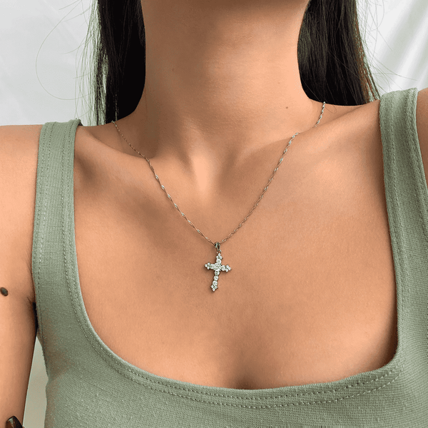 [Clover Jewelrys]Delicado Collar con Forma de Cruz