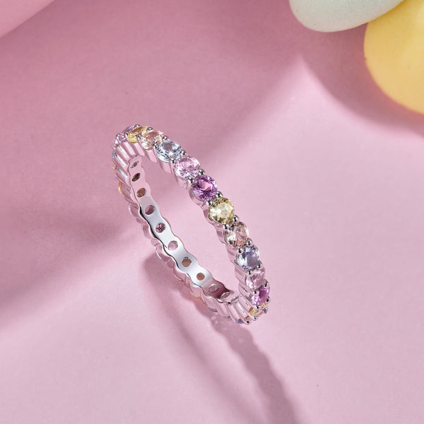[Clover Jewelrys]Anillo de fiesta deslumbrante con corte redondo resplandeciente