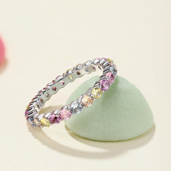 [Clover Jewelrys]Anillo de fiesta deslumbrante con corte redondo resplandeciente