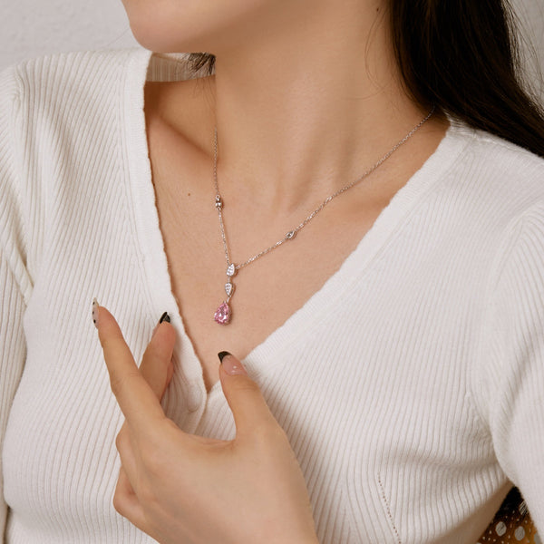 [Clover Jewelrys]Collar deslumbrante de corte pera