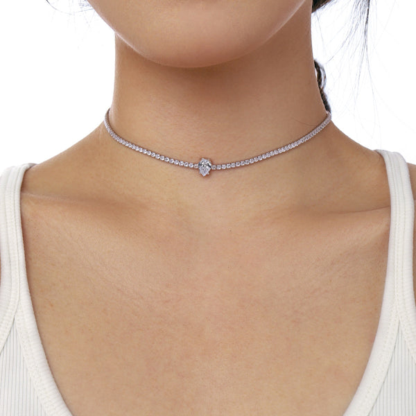 [Clover Jewelrys]1.0 carat Unique Pear Cut Tennis Necklace