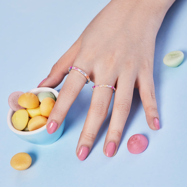 [Clover Joyas]Exquisito Anillo Diario Multicolores de Corte Esmeralda