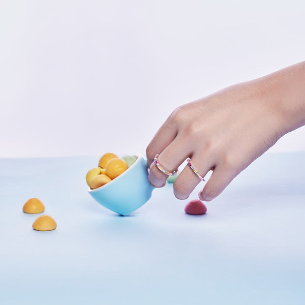 [Clover Joyas]Exquisito Anillo Diario Multicolores de Corte Esmeralda