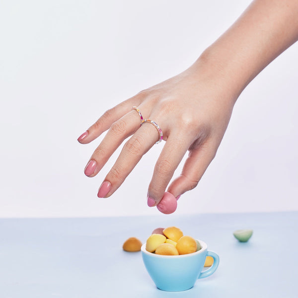 [Clover Joyas]Exquisito Anillo Diario Multicolores de Corte Esmeralda