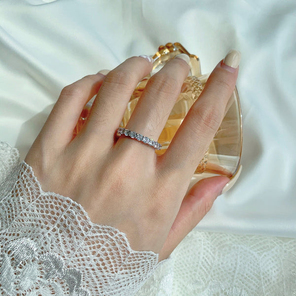 [Clover Jewelrys]Anillo de tenis con circonita redonda brillante