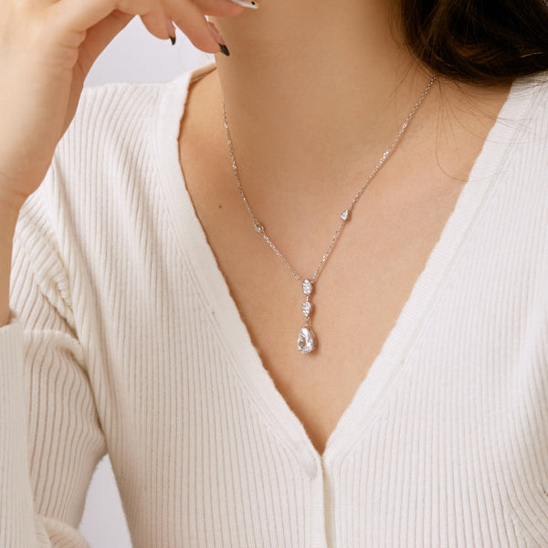 [Clover Jewelrys]Collar deslumbrante de corte pera