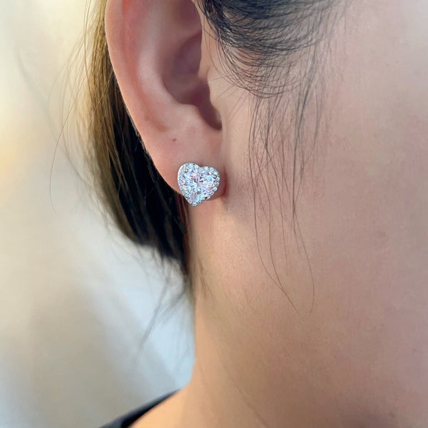 [Clover Jewelrys]Pendientes en forma de corazón brillante para amantes