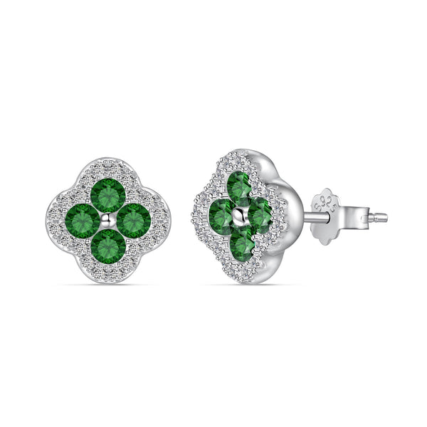 [Clover Joyas] Pendientes con forma de flor de trébol de cuatro hojas