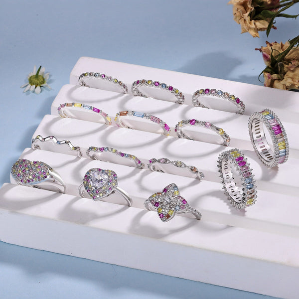[Clover Jewelrys]Elegante anillo diario de corte redondo y enérgico