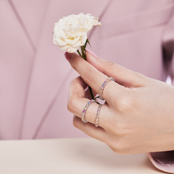 [Clover Jewelrys]Elegante anillo diario de corte redondo y enérgico