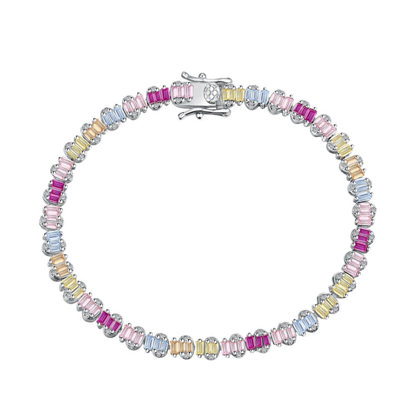 [Clover Jewelrys]Delicada pulsera de fiesta con corte esmeralda y colorida